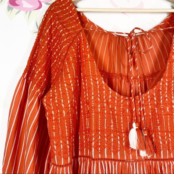 NEW Free People Lola Embroidered Capri Orange Mini Dress L - Picture 12 of 16
